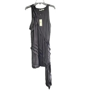 NWT Leon Max Women's Silk Black Sleeveless Side Zip Dress Size 12